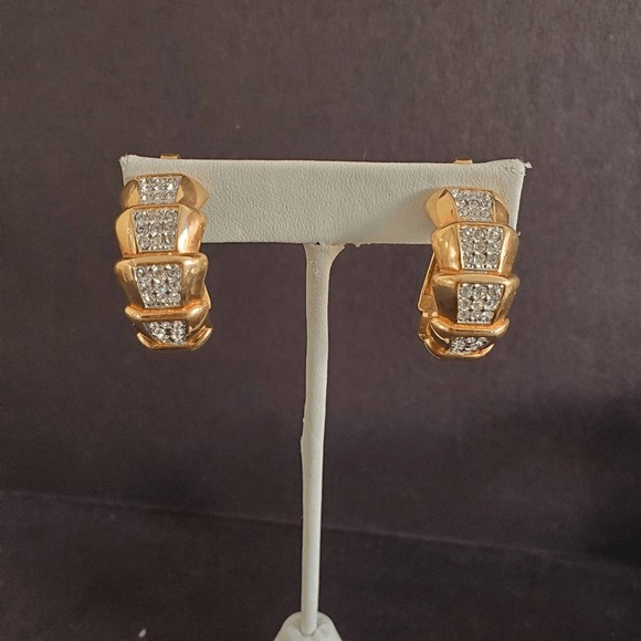 Swarovski Jewelry - Swarovski Tiered Hoop Earrings Gold Plated Clip On Swan Signed Bling Dressy
